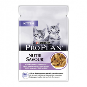 Purina pro plan chaton kitten nutrisavour dinde en sauce lot de 4x10x85g