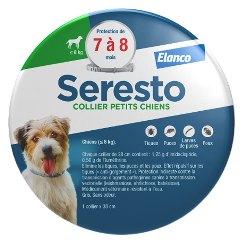 Seresto Collier Antiparasitaire Petits chiens - de 8kg boîte de 12 colliers
