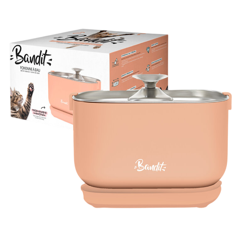 Bandit Fontaine à eau sans fil pour chat - pêche 2,5L
